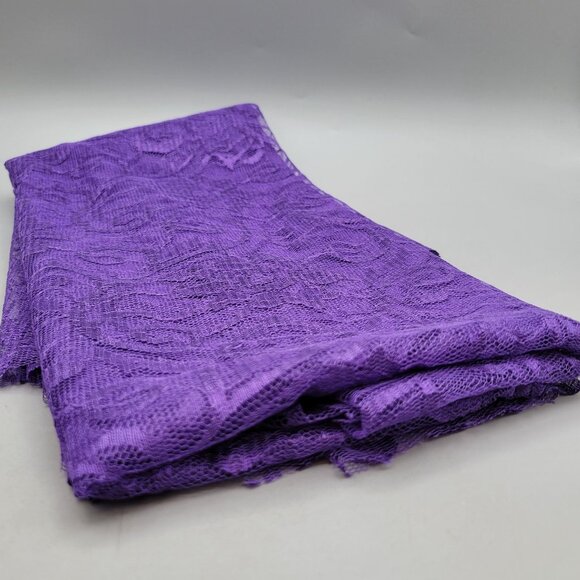 Purple Floral Lace Fabric For Sewing and Crafting Halloween Easter 1 2/3 Yards - Picture 3 of 4